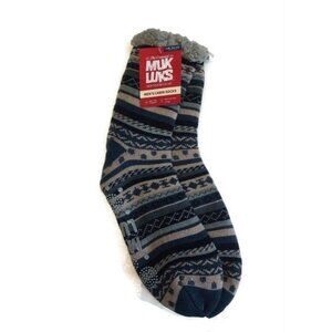 MUK LUKS Mens Cabin Socks L/XL Shoe Size 11/13 Blue Multi-Color Warm and Cozy